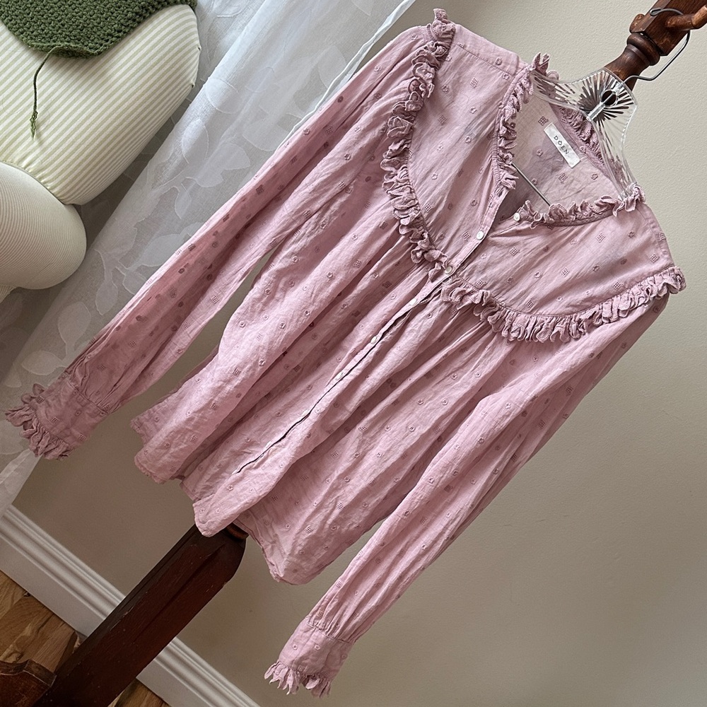 DOEN Pink Ruffled Women's Top